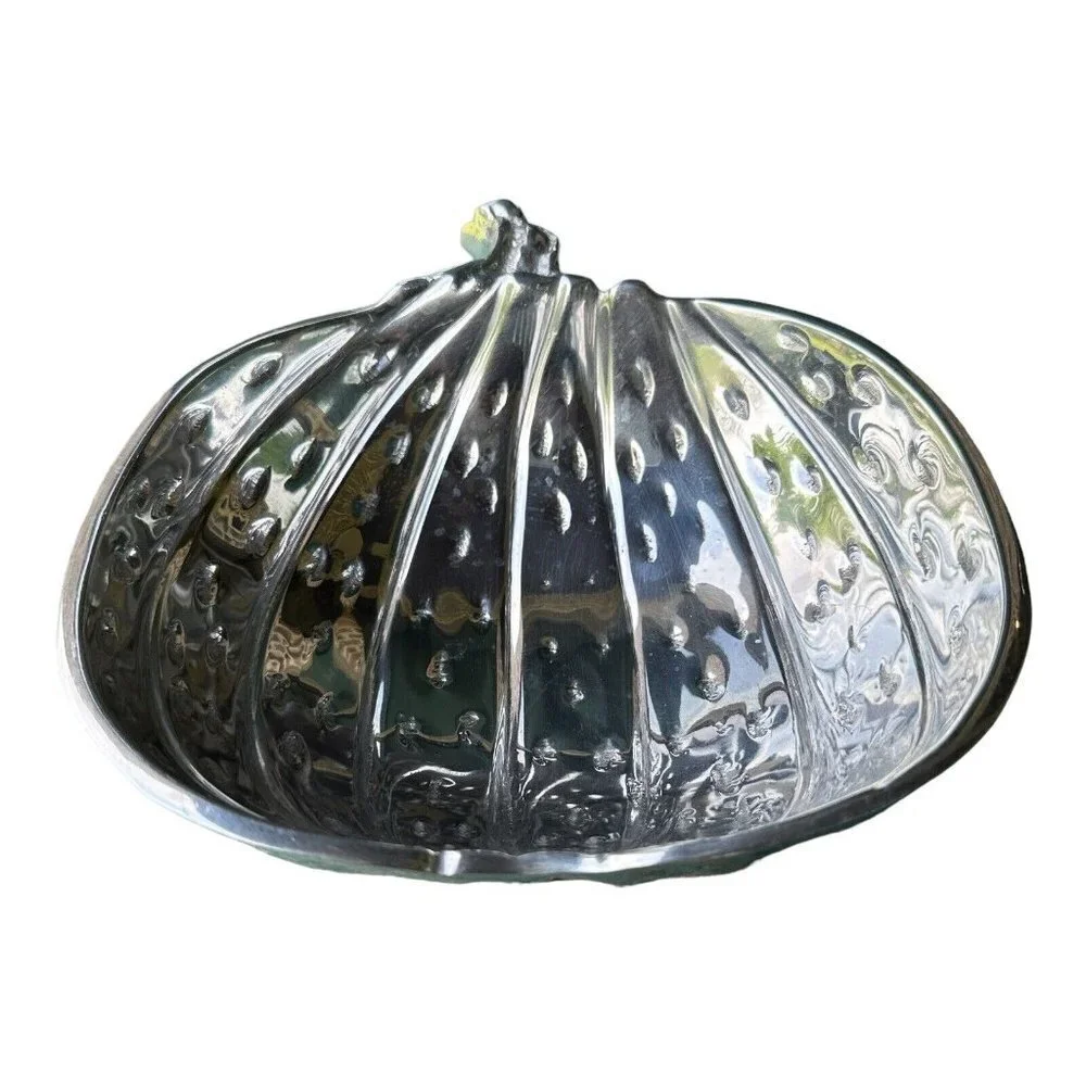 Sonoma Home Goods Metal Holiday Pumpkin Shaped Bowl 8 Inch Silver‎ Tone Aluminum